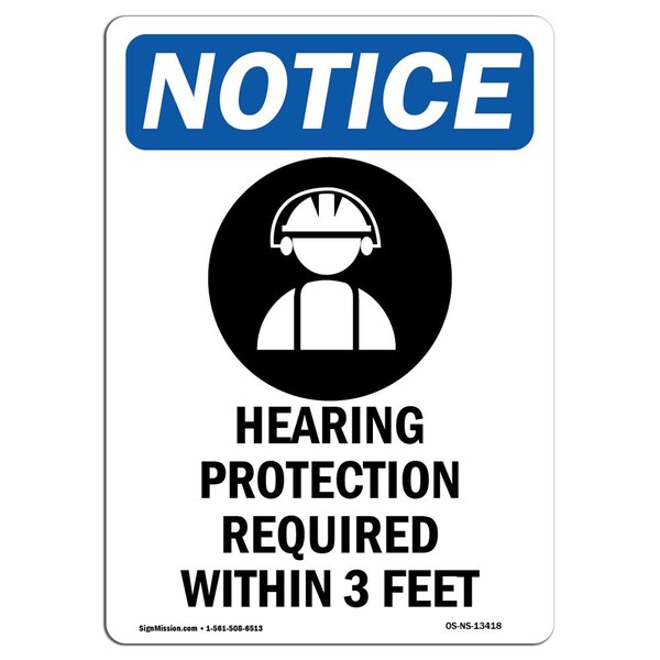 Signmission OSHA Sign, Hearing Protection With, 5in X 3.5in Decal, 3.5" W, 5" H, Portrait, OS-NS-D-35-V-13418 OS-NS-D-35-V-13418 - main